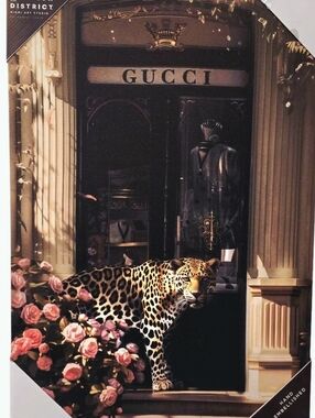 Dedign DistrictGucci Black & Gold Storefront Print w/Leopard Canvas Wall Decor